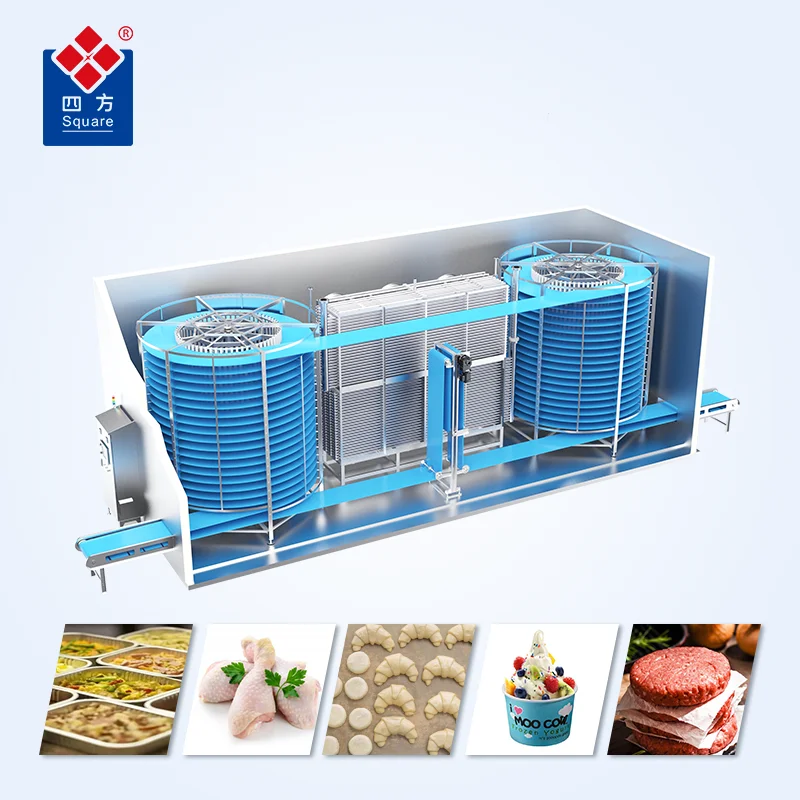 SQUARE quick freezing machine energy-efficient double spiral freezer sale