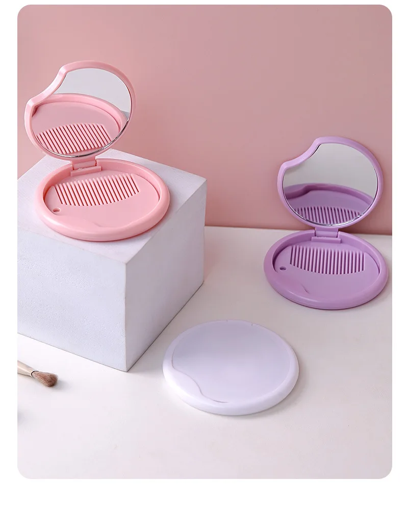 Simple single-sided handheld wholesale folding makeup mirror Student dormitory desktop dressing portable plastic mirror