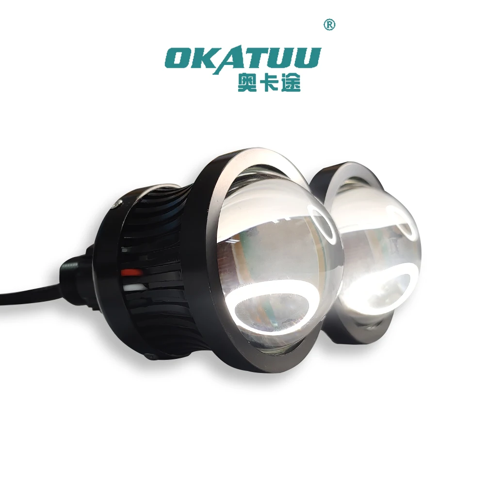 OKATUU 1Pair 25W Waterproof High Beam LED Angel Devil Eyes Spotlight Projector 9005 9006 H4 H7 Car Retrofit Light