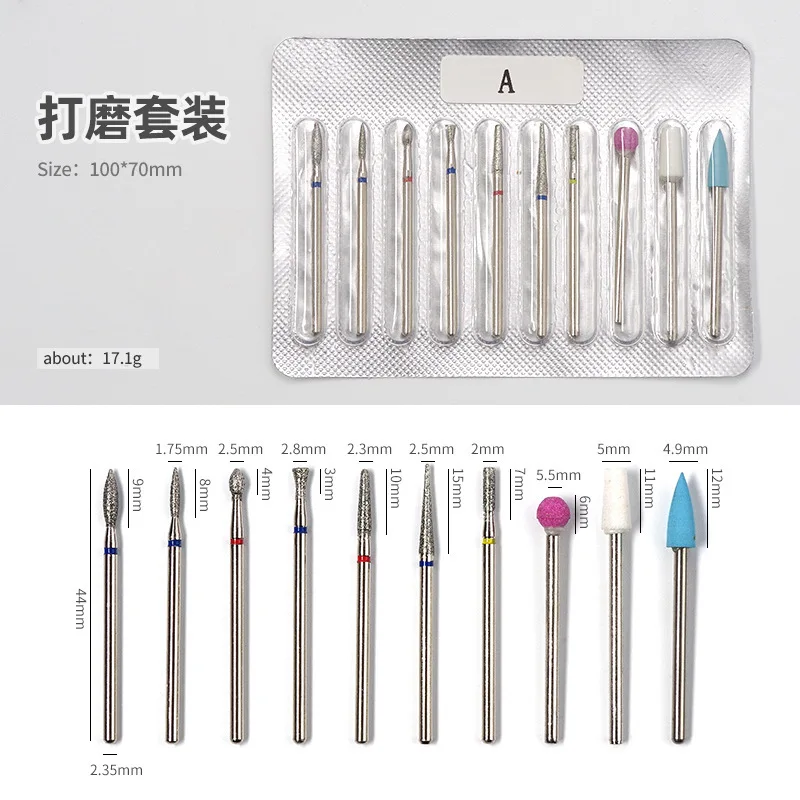 2.3mm Flame Shape High Quality Nail Bit Cuticle Clean Tool Excellent Heat Dissipation Diamond Nail Drill Bits