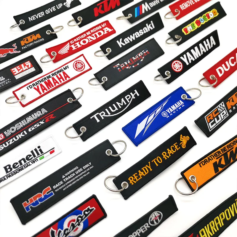 Motorcycle Keychain Fabric Embroidery Keyring  Motor Scooter Truck Biker Gift