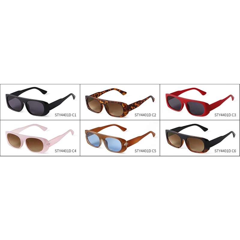 ADE WU STY4401D Flat Top Retro Sunglasses Women Rectangle Eyewear Tawny Frame Blue Lens UV400 Sun Glasses