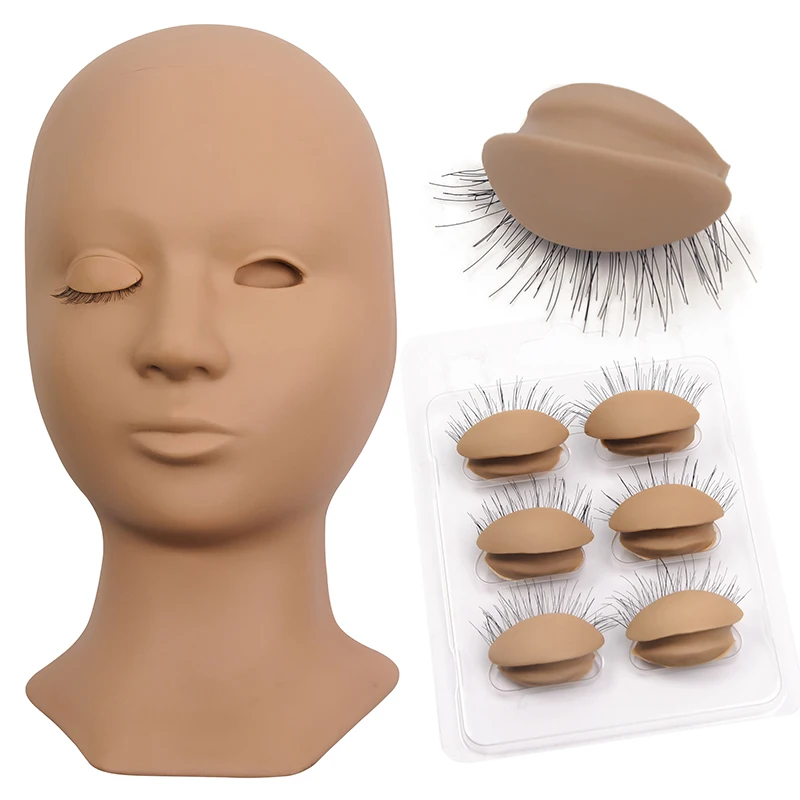 Factory Sale White Black Brown Practice Eyelash Extension  Removable Eyelids Lash Mannequin Head For Lash Extensions Training