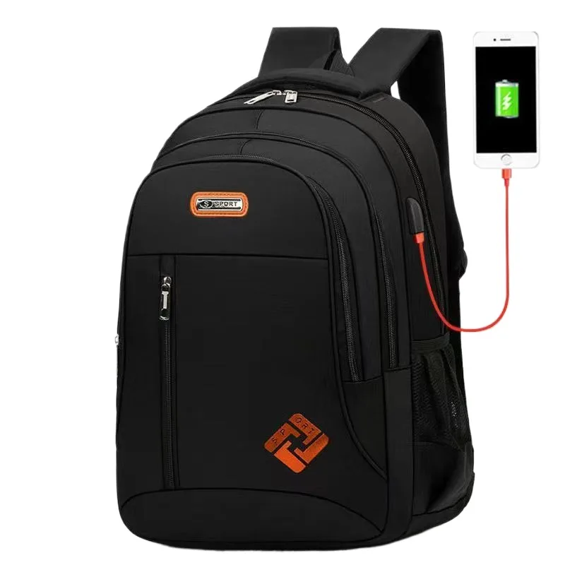 Black Nylon Custom Logo Kid School Bags Large Capacity Waterproof School Travel Backpacks Business Laptop backpacks