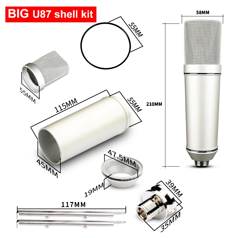 Конденсаторный микрофон U87 для прямой трансляции и распознавания. Корпус микрофона сделай сам