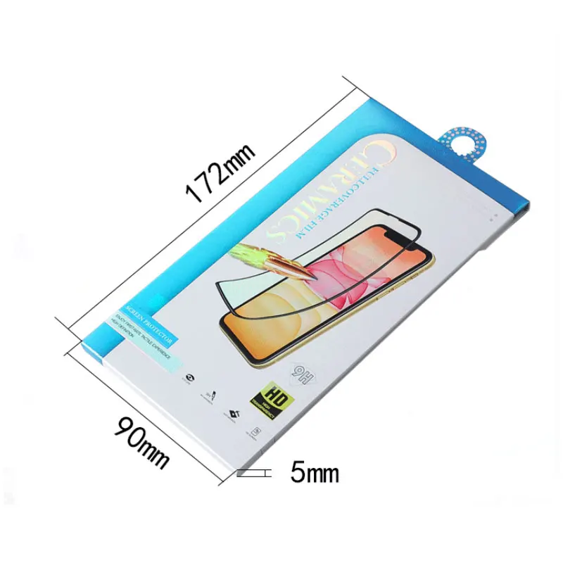 Premium Universal Tempered Glass Screen Protector Packaging Screen Protector Film Paper Box Retail UV Embossing