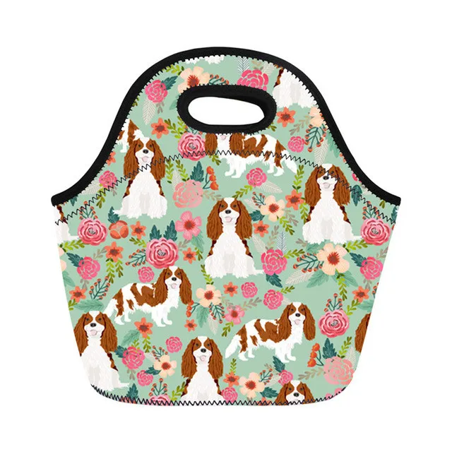 Cavalier King Charles Spaniel Printing Lunch Bags for Women Kids Picnic Tote School Food Bag Bolsa T Lancheira
