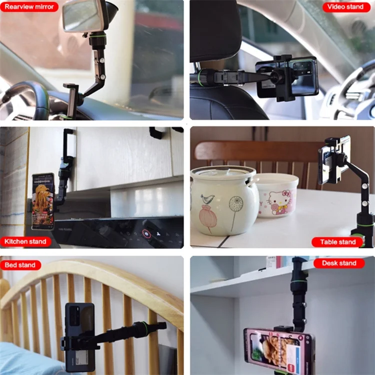 NEW Universal Stand Clip Car Rearview Mirror First-person View Video Shooting Driving Recorder Kitchen Mobile Phone Holder