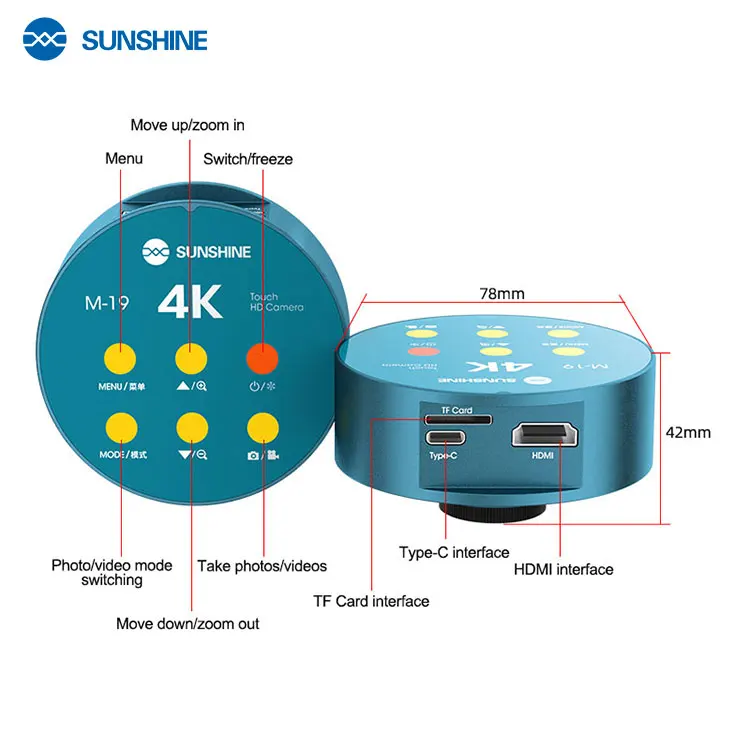 SUNSHINE M-19 Touch 4K HD Camera  8.29 million pixels For Mobile Phone Repair For Trinocular Microscope