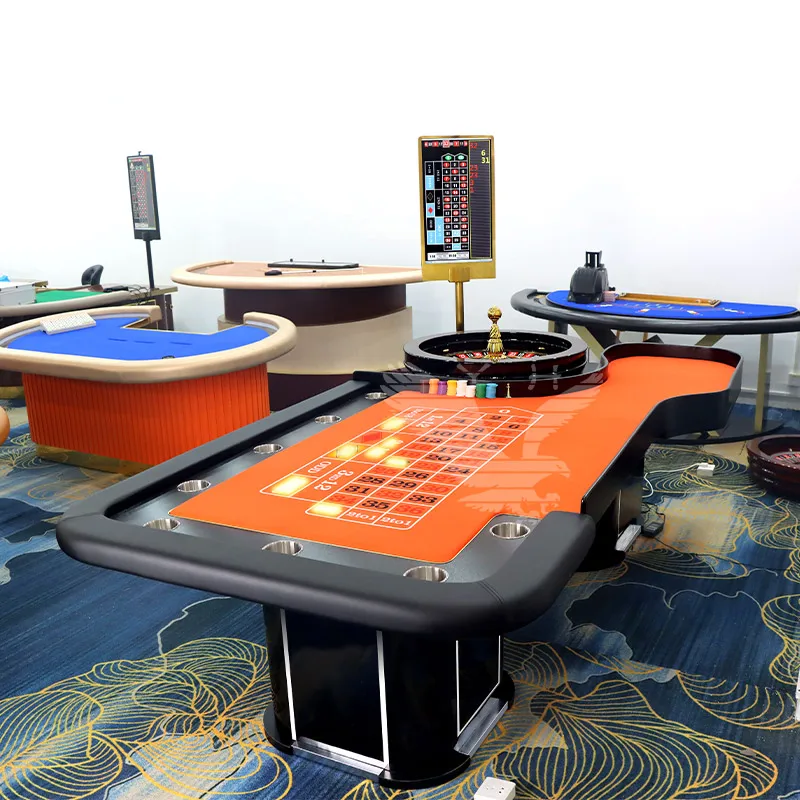 YH Casino Professional Electronic Roulette Table Casino Wooden 8 Players Roulette Wheel Table Poker Table