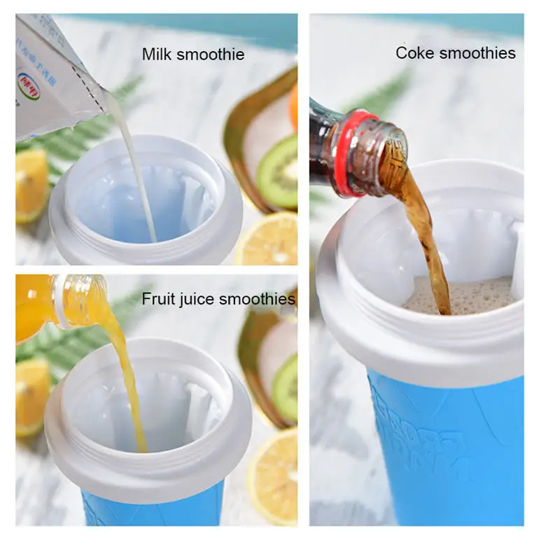 Reusable Smoothie Four Color Food Grade Silicone New Portable Summer Maker Frozen Magic Squeeze Slush Slushy Cup