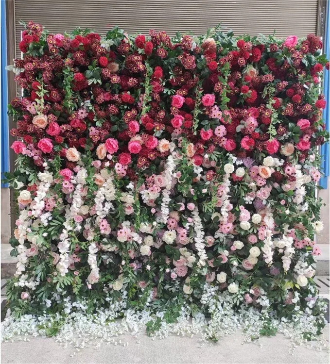 F-1639 Wholesale Event Decor 40x60 CM Purple Wedding Backdrop Artificial Flower Wall For Decoration