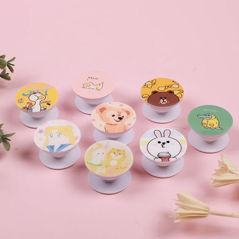 Wholesale Popings Socket Universal Phone Accessories Silicone Pvc Cute Cartoon Phone Holder Popular Phone Holder