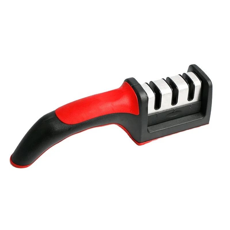 OEM professional mini 3 stages tungsten steel ceramic knife sharpener with blister packing
