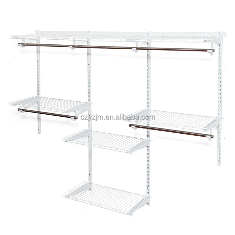 Modern Wall Mount Wardrobe Closet Storage Shelves Metal Steel Pull out Mesh Basket Pant Rack and Clothes Hangers for Bedroom