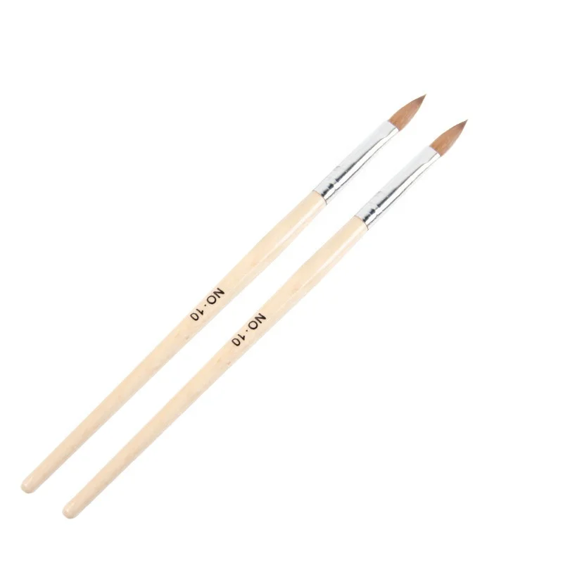 Wooden handle nail art brush very hot sale design pure kolinsky hair round shape nail pen brush