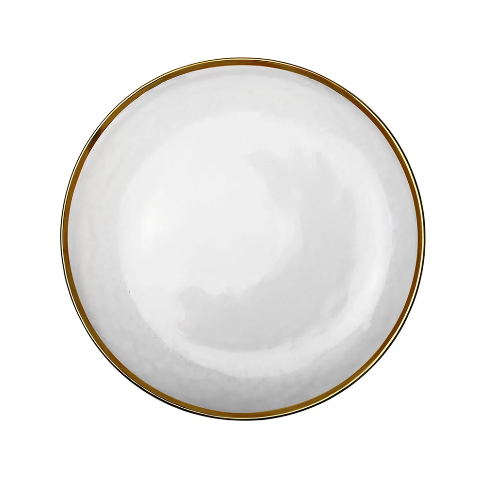 Высокое качество оптом золотой обод круглый плоский Большой Стеклянный под пластину