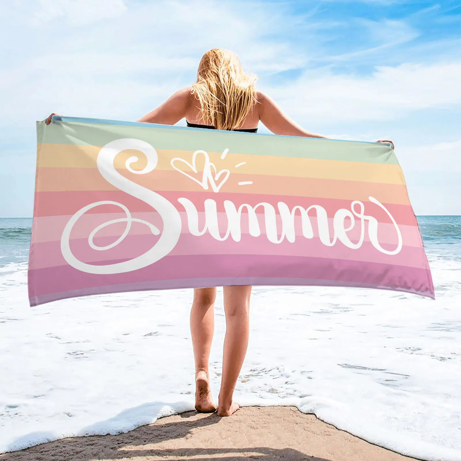 Oversized Large Quick Dry Sand Free Beach Logo Towel Highly Absorbent Towels Microfiber Beach Towel Custom
