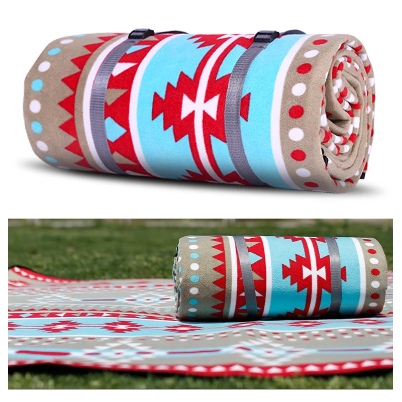 300cmX300cm Polar fleece printed waterproof picnic blanket outdoor play mat for family use