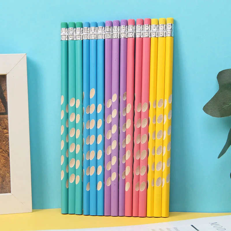 Hot Sale Customized Laser Lettering Pencils for Children 2# 2B Colorful Hole Kawaii Test China Pencils Supplier