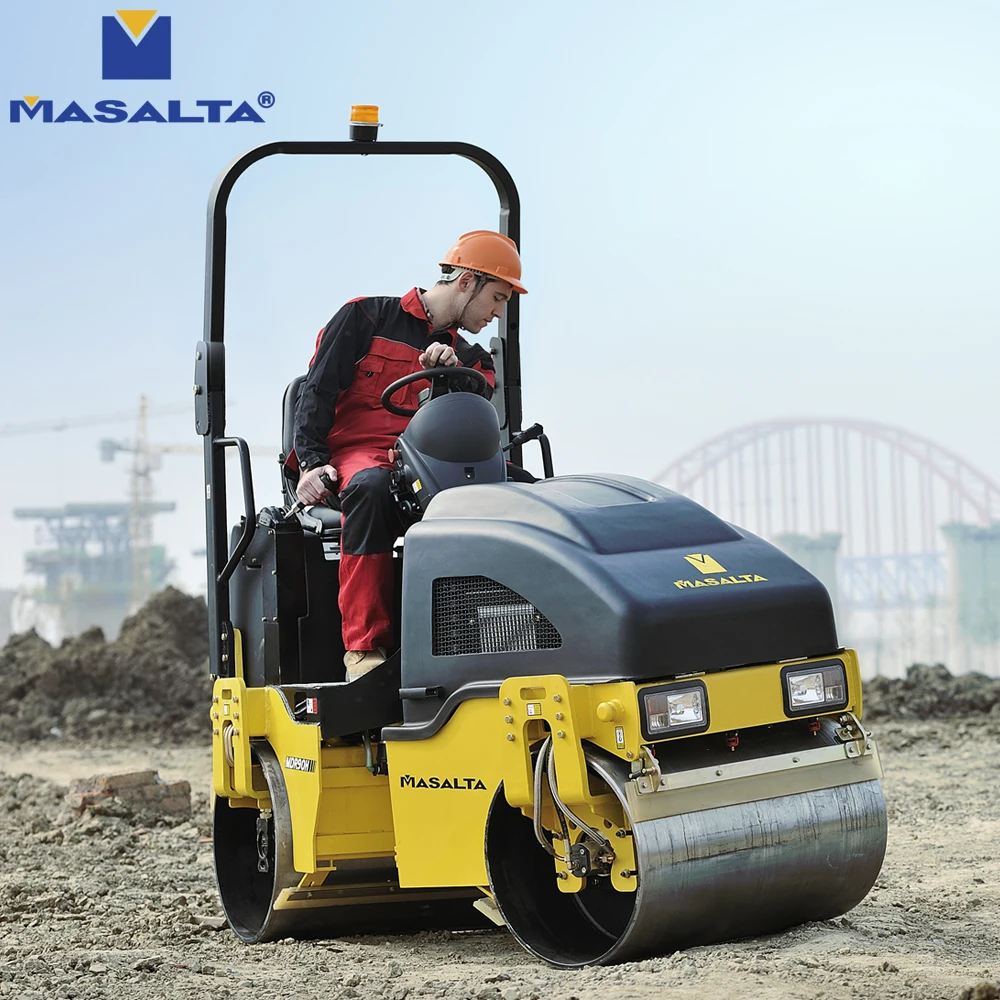 Masalta Double Drum Small Diesel Road Roller Pavement Compaction Petrol, Diesel with Lombardini Engine Provided 0-4km/h POCLAIN