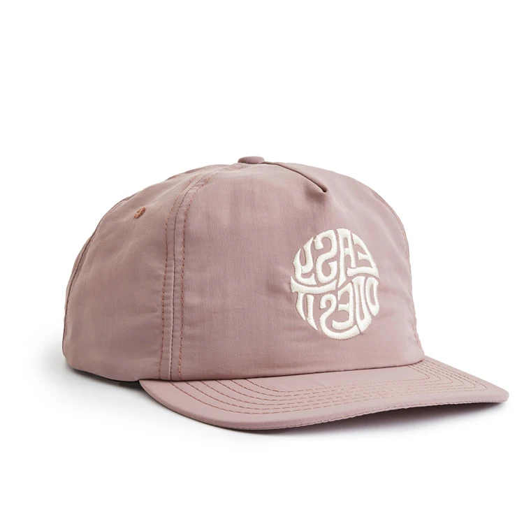 Пользовательские плоские поля вышивка нейлон флоппи стрипбэк 5 панелей кепки неструктурированные бейсболки