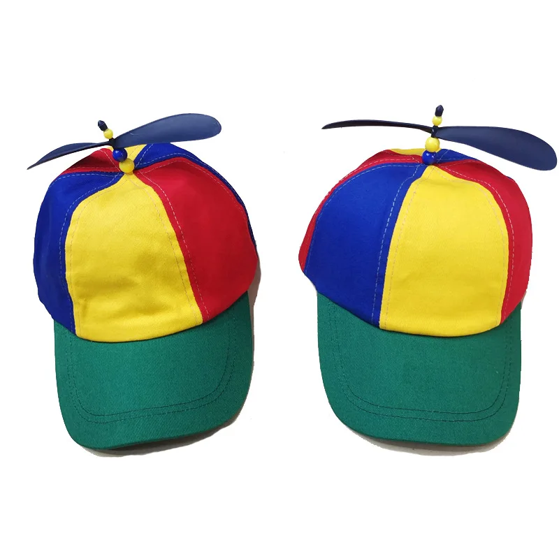 Rainbow Propeller Helicopter Baseball Cap Fancy Hat For Adult Kids Party Carnival
