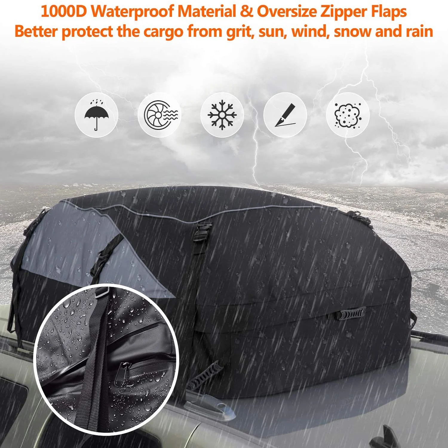 21 cubic feet waterproof rooftop luggage bag vehicle softshell carriers anti-tear 1000d pvc cargo carrier car roof bag