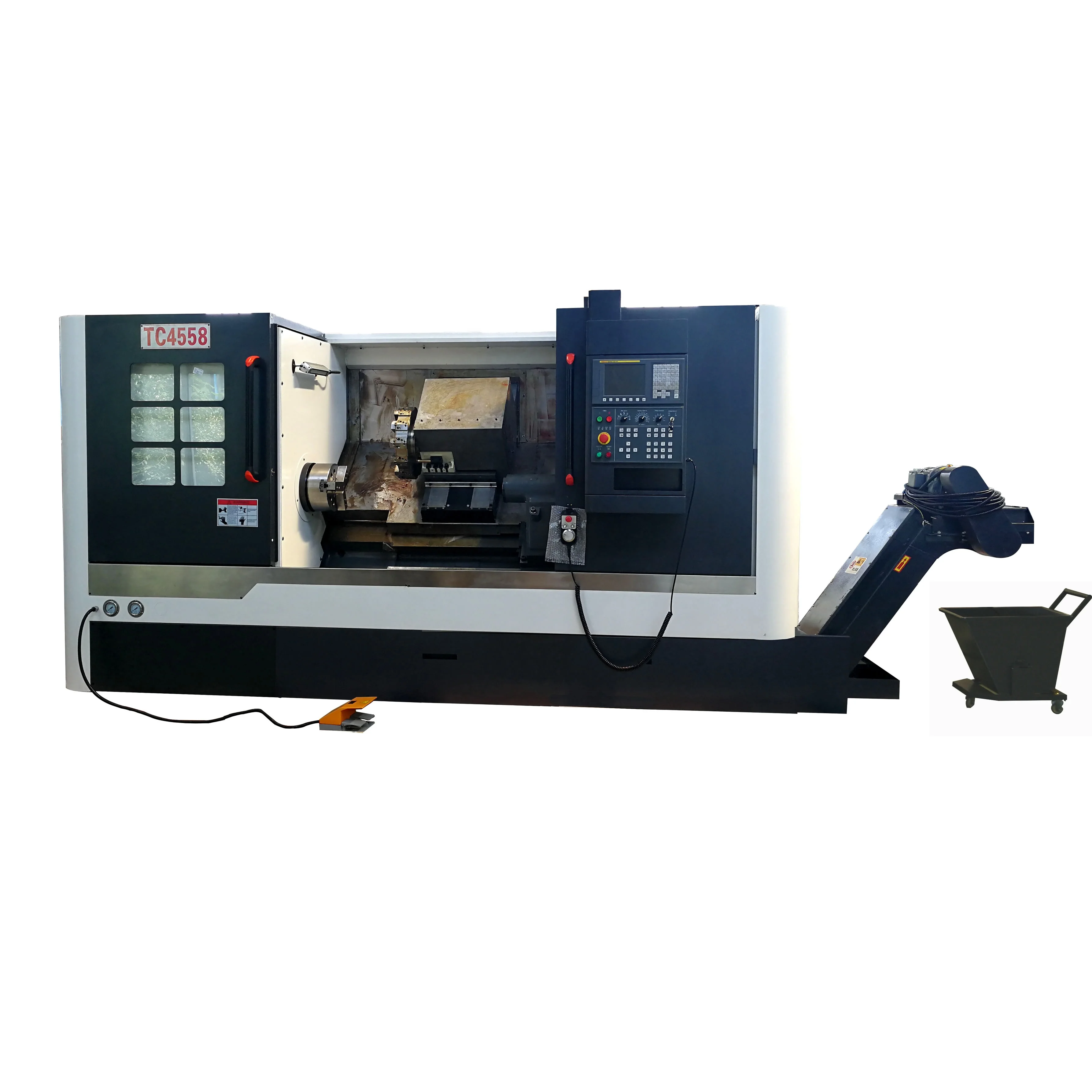 
TC4558 inclined bed cnc turning center with powered turret C axis cnc lathe machine 