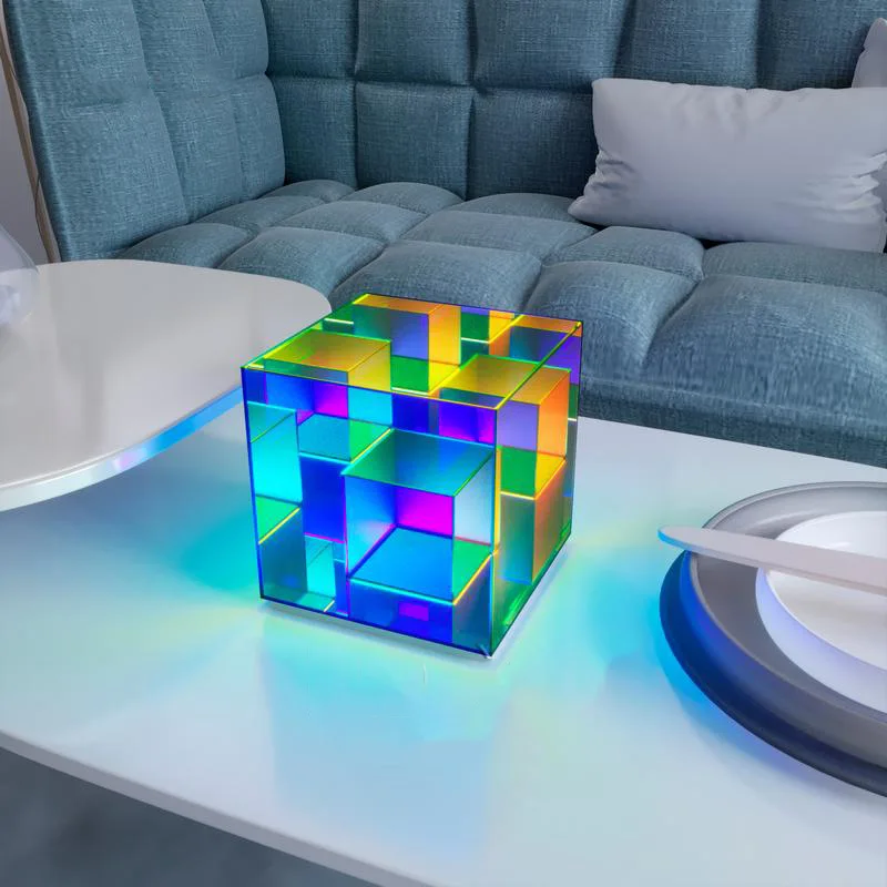 JYLIGHTING современный дизайн Cube USB Светодиодная настольная лампа арт-деко акриловые красочные настольные лампы Прямая поставка для спальни Внутреннее освещение