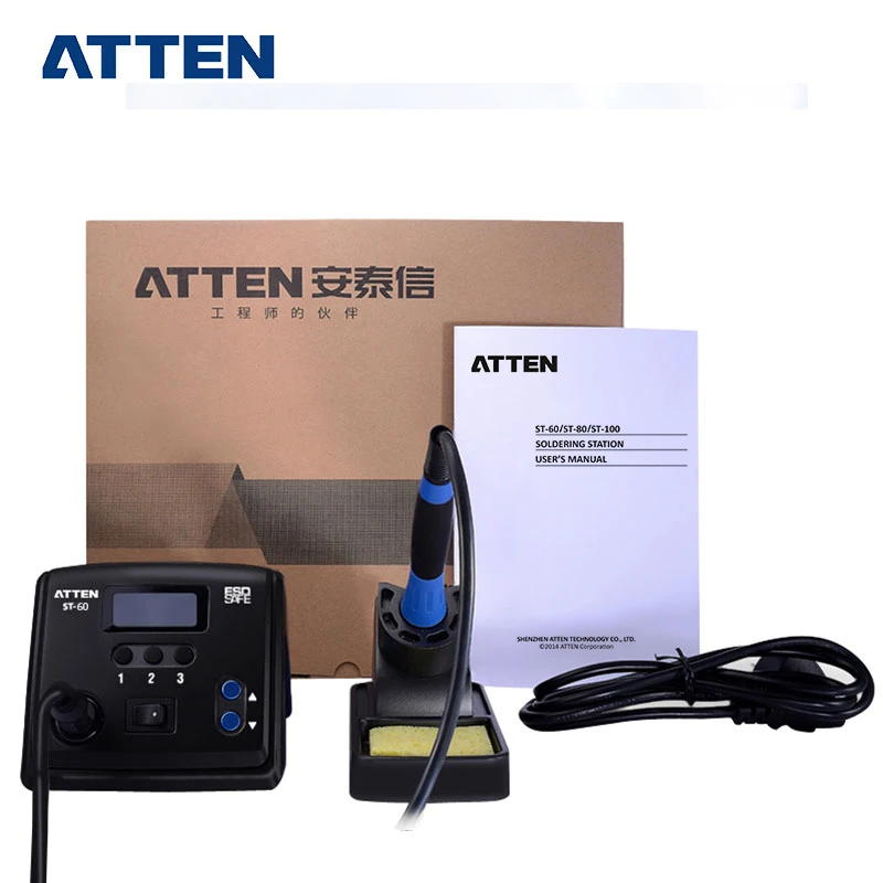 ATTEN 60W Soldering and Rework Station LCD Display Smart Thermostat Auto Sleep  Industrial Grade soldering iron station
