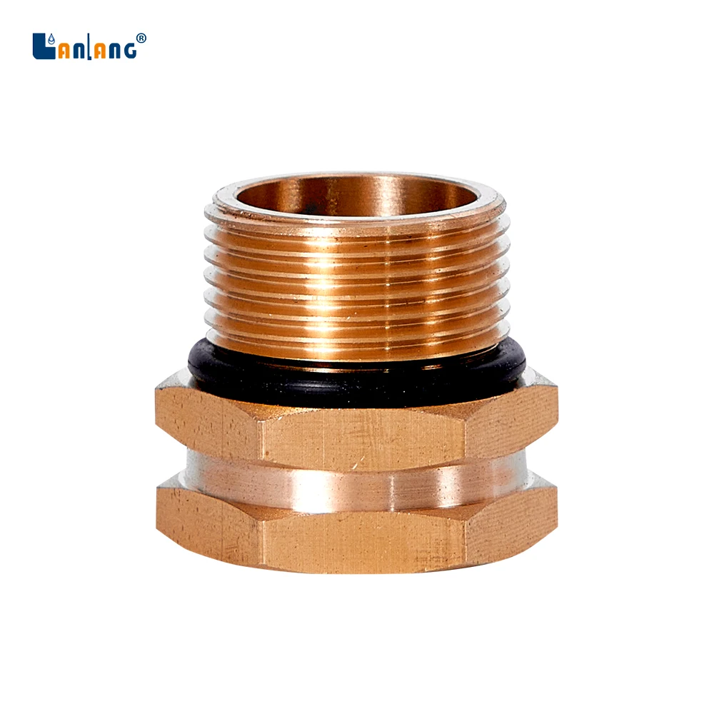 Lanlang plumbing industry brass valves and fittings HEX Nipple copper Pipe Plug brass fitting