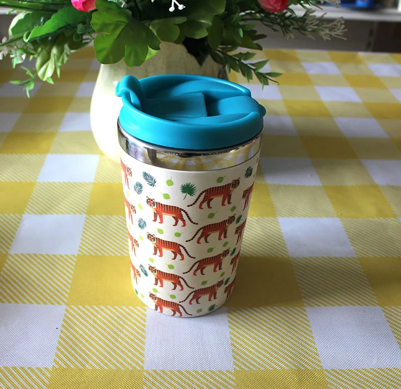 biodegradable bamboo fibre coffee cup 12 oz stainless steel tumbler with plastic lid