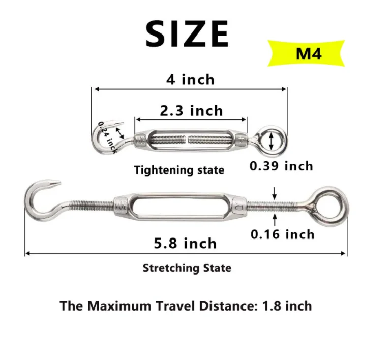 Сверхмощный Трос Натяжные Кабельные перила комплект 304 нержавеющая сталь крюк для стяжки