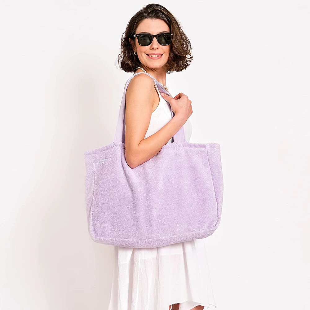 reversible totes Handbag Terry Towel bag Beach bag Large Capacity Custom Logo terry cloth toweling tote bag