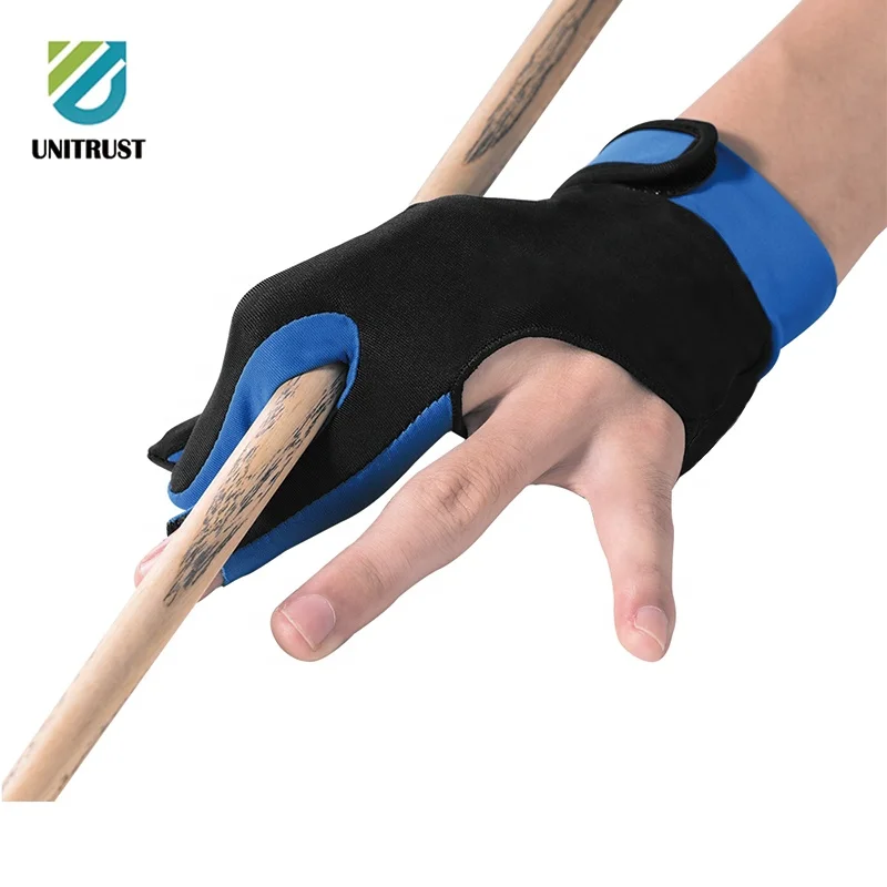 Customized Logo high quality 3 finger billiards gloves breathable pool snooker cue gloves