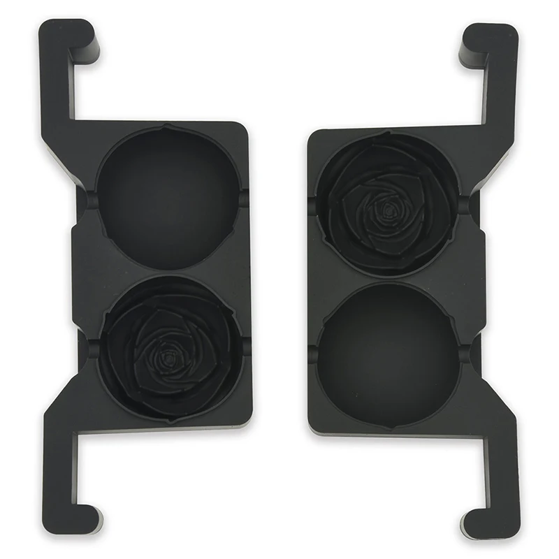 Premium BPA free Easy release 2 cavity crystal clear ice ball mold Rose Silicone ice cube makers