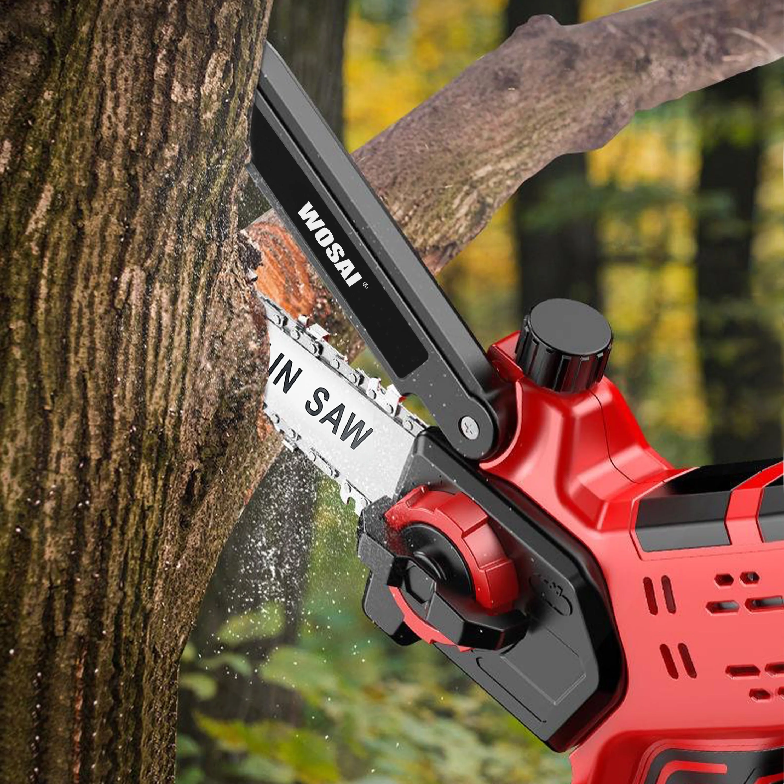 WOSAI 8 Inch Small Body Fully Automatic Oil Feeding 20V Brushless Cordless Electric Chain Saw