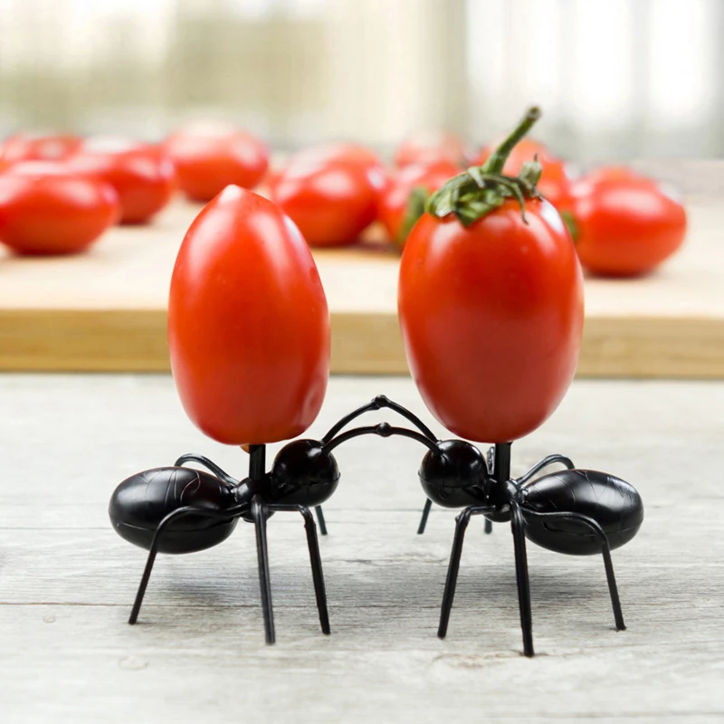 12Pcs/Set Creative Party Ants Toothpicks Industrious Ants Cake Dessert Tableware Dinner Fruit Food Picks Fork Cupcake Party Deco
