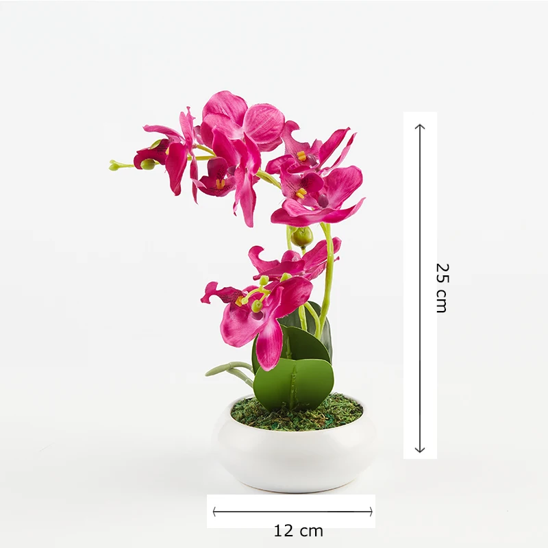 PRIMAISON Artificial Orchid with Ceramic White Vase Indoor Decor Table Decoration plastic Plant Pot