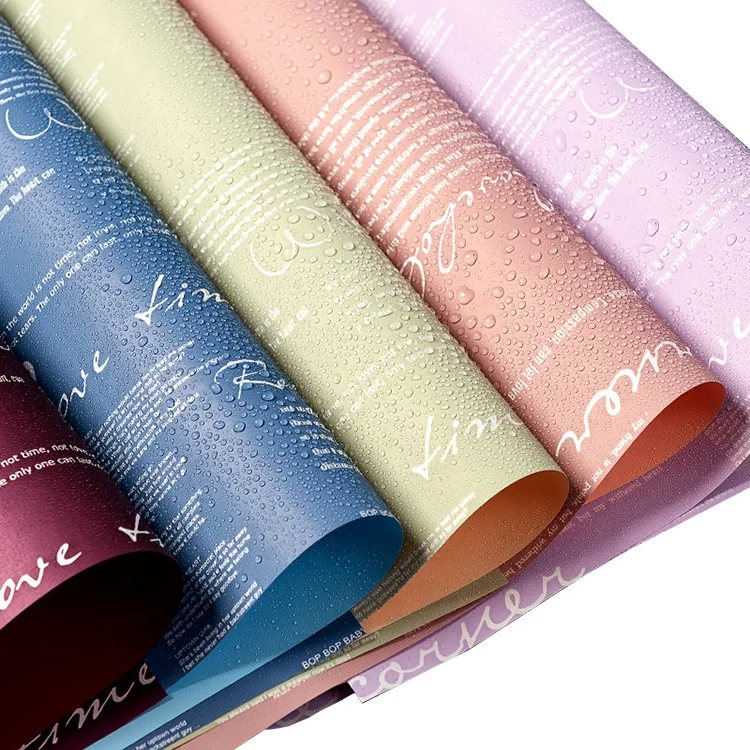 
waterproof pp plastic flower wrapping paper Wholesale custom english printing flower wrapping paper 