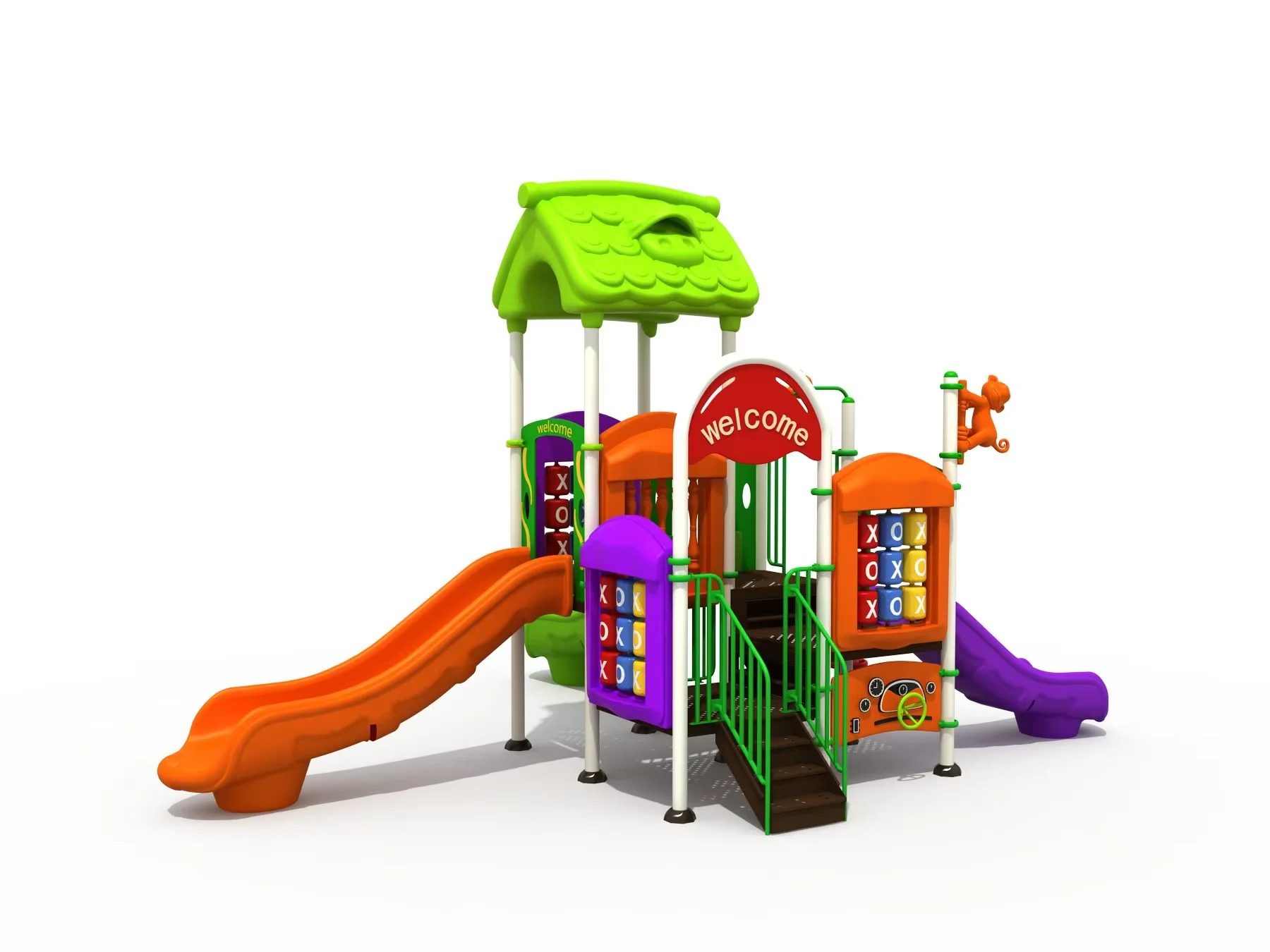 Outdoor Playground Equipment Kids Wooden Backyard Slide Swing Set