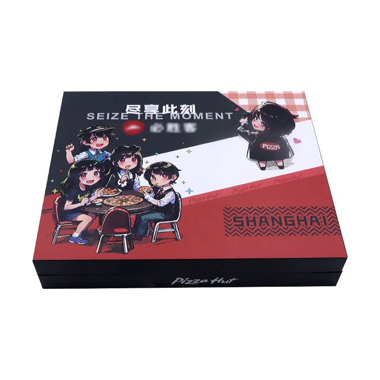 Black white recyclable custom printed hot selling recyclable food boxes packaging pizza box