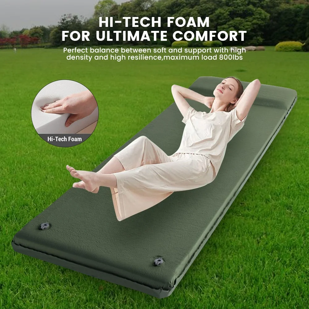 2024 Ultralight Sleeping Pad Automatic Inflatable Camping Mat For Backpacking Traveling Compact Air Foam Mattress