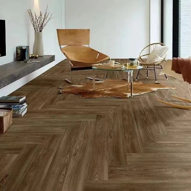handscratch wood Interlock Click Tiles Lvt  Luxury Vinyl  herringbone plank Flooring OSK