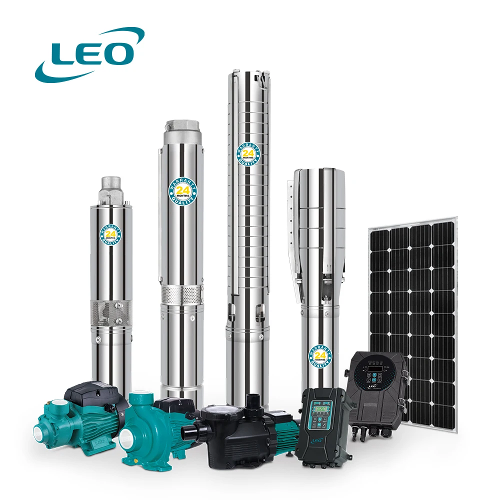 LEO Vertical stainless steel electric water pump Hybrid AC/DC Solar Pump with SS Impeller