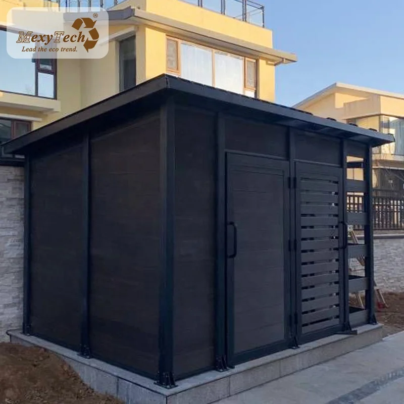 Погодостойкий звукостойкий деревянный летний домик для хранения с боковым навесом, маленький деревянный навес