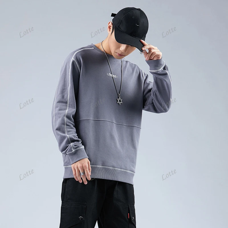 crew neck sweatshirts korean style men long sleeves organic cotton oversized men s plain hoodies pullover sweatshirt