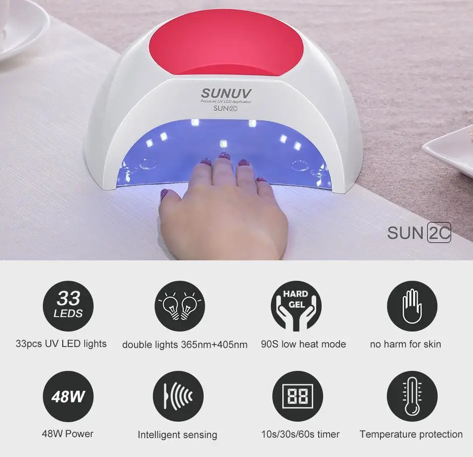 Professional SUNUV 48W uv light nail dryer gel led nail lamp for flash curing