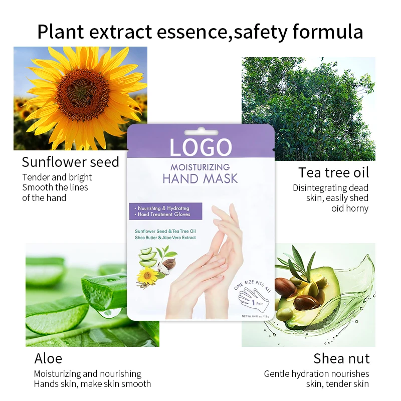 Korea Hand Mask Silicone-Free Moisturizing Whitening and Organic Herbal Tea Tree Oil Hand Mask Gloves